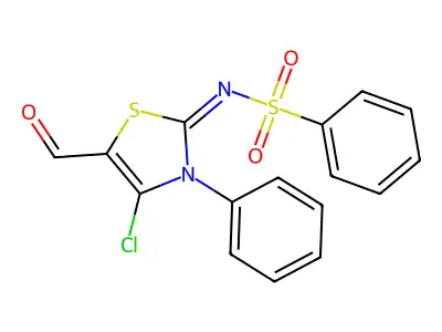 N-(4-Chloro-5-formyl-3-phenyl-3H-thiazol-2-ylidene)-benzenesulfonamide structure