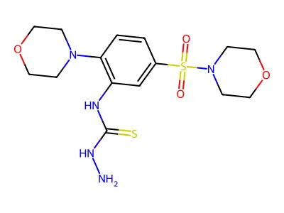 N-[2-morpholin-4-yl-5-(morpholin-4-ylsulfonyl)phenyl]hydrazinecarbothioamide structure