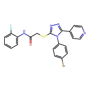 2-((4-(4-BR-PH)-5-(4-Pyridinyl)-4H-1,2,4-triazol-3-YL)thio)-N-(2-F-PH)acetamide structure
