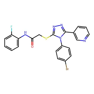 2-((4-(4-BR-PH)-5-(3-Pyridinyl)-4H-1,2,4-triazol-3-YL)thio)-N-(2-F-PH)acetamide structure