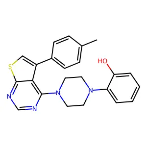 2-{4-[5-(4-Methylphenyl)thiopheno[3,2-e]pyrimidin-4-yl]piperazinyl}phenol structure