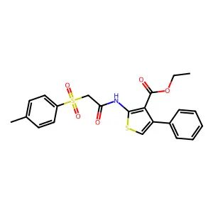 Ethyl 4-phenyl-2-(2-tosylacetamido)thiophene-3-carboxylate structure