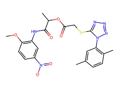 2-[(2-Methoxy-5-nitrophenyl)amino]-1-methyl-2-oxoethyl 2-[[1-(2,5-dimethylphenyl)-1H-tetrazol-5-yl]thio]acetate structure