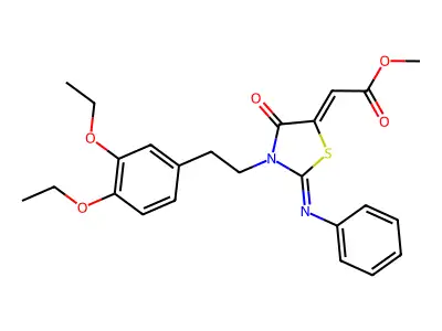 Methyl 2-[3-[2-(3,4-diethoxyphenyl)ethyl]-4-oxo-2-(phenylimino)-5-thiazolidinylidene]acetate structure