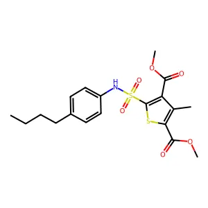 Dimethyl 5-[(4-butylphenyl)sulfamoyl]-3-methylthiophene-2,4-dicarboxylate structure