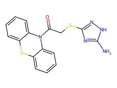 2-[(5-amino-4H-1,2,4-triazol-3-yl)sulfanyl]-1-(10H-phenothiazin-10-yl)ethanone structure
