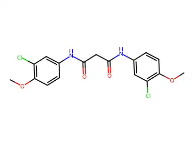 N,N'-bis(3-chloro-4-methoxyphenyl)propanediamide structure