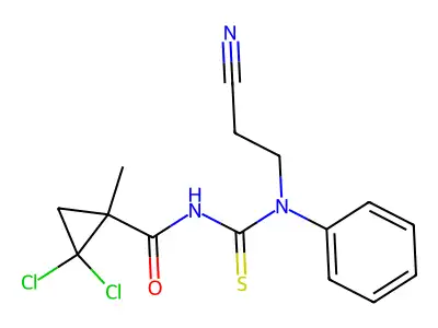 1-(2-Cyanoethyl)-3-(2,2-dichloro-1-methylcyclopropanecarbonyl)-1-phenylthiourea structure
