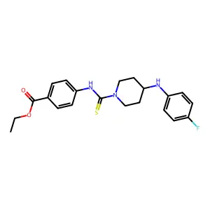 Ethyl 4-[({4-[(4-fluorophenyl)amino]piperidin-1-yl}carbonothioyl)amino]benzoate structure