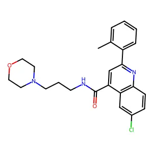 6-chloro-2-(2-methylphenyl)-N-(3-morpholin-4-ylpropyl)quinoline-4-carboxamide structure