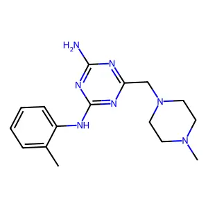 N-(2-methylphenyl)-6-[(4-methylpiperazin-1-yl)methyl]-1,3,5-triazine-2,4-diamine structure