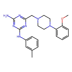 6-{[4-(2-methoxyphenyl)piperazin-1-yl]methyl}-N-(3-methylphenyl)-1,3,5-triazine-2,4-diamine structure