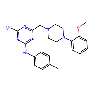6-{[4-(2-methoxyphenyl)piperazin-1-yl]methyl}-N-(4-methylphenyl)-1,3,5-triazine-2,4-diamine structure