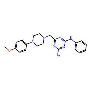 6-{[4-(4-methoxyphenyl)piperazin-1-yl]methyl}-N-phenyl-1,3,5-triazine-2,4-diamine structure