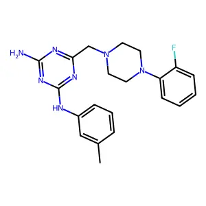 6-{[4-(2-fluorophenyl)piperazin-1-yl]methyl}-N-(3-methylphenyl)-1,3,5-triazine-2,4-diamine structure