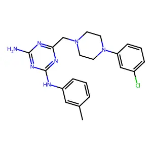 6-{[4-(3-chlorophenyl)piperazin-1-yl]methyl}-N-(3-methylphenyl)-1,3,5-triazine-2,4-diamine structure