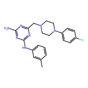 6-{[4-(4-fluorophenyl)piperazin-1-yl]methyl}-N-(3-methylphenyl)-1,3,5-triazine-2,4-diamine structure