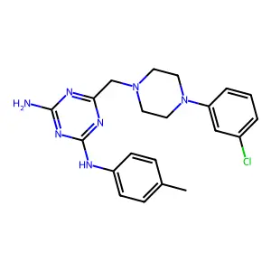 6-{[4-(3-chlorophenyl)piperazin-1-yl]methyl}-N-(4-methylphenyl)-1,3,5-triazine-2,4-diamine structure