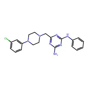 6-{[4-(3-chlorophenyl)piperazin-1-yl]methyl}-N-phenyl-1,3,5-triazine-2,4-diamine structure