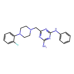 6-{[4-(2-fluorophenyl)piperazin-1-yl]methyl}-N-phenyl-1,3,5-triazine-2,4-diamine structure