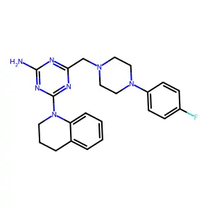 4-(3,4-dihydroquinolin-1(2H)-yl)-6-{[4-(4-fluorophenyl)piperazin-1-yl]methyl}-1,3,5-triazin-2-amine structure