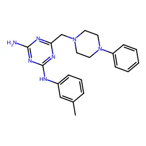N-{4-amino-6-[(4-phenylpiperazino)methyl]-1,3,5-triazin-2-yl}-N-(3-methylphenyl)amine structure