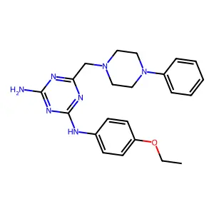N-(4-ethoxyphenyl)-6-[(4-phenylpiperazin-1-yl)methyl]-1,3,5-triazine-2,4-diamine structure