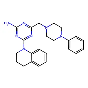 4-(3,4-dihydro-2H-quinolin-1-yl)-6-[(4-phenyl-1-piperazinyl)methyl]-1,3,5-triazin-2-amine structure