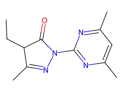 2-(4,6-dimethylpyrimidin-2-yl)-4-ethyl-5-methyl-2,4-dihydro-3H-pyrazol-3-one structure