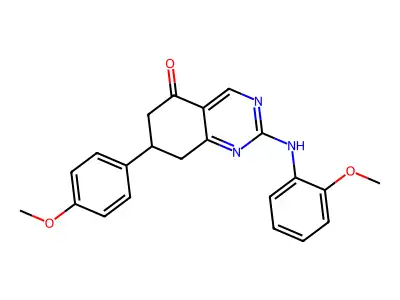 7-(4-methoxyphenyl)-2-[(2-methoxyphenyl)amino]-7,8-dihydroquinazolin-5(6H)-one structure