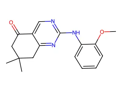 2-[(2-methoxyphenyl)amino]-7,7-dimethyl-7,8-dihydroquinazolin-5(6H)-one structure