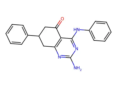 2-amino-7-phenyl-4-(phenylamino)-7,8-dihydroquinazolin-5(6H)-one structure