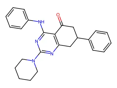 7-phenyl-4-(phenylamino)-2-(piperidin-1-yl)-7,8-dihydroquinazolin-5(6H)-one structure