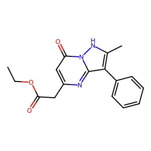 Ethyl (2-methyl-7-oxo-3-phenyl-4,7-dihydropyrazolo[1,5-a]pyrimidin-5-yl)acetate structure