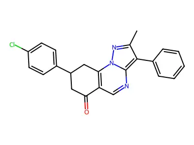 8-(4-chlorophenyl)-2-methyl-3-phenyl-8,9-dihydropyrazolo[1,5-a]quinazolin-6(7H)-one structure