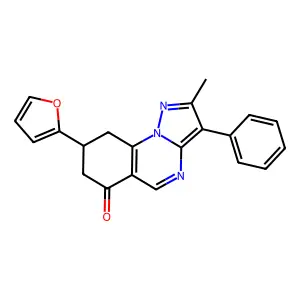 8-(2-furyl)-2-methyl-3-phenyl-8,9-dihydropyrazolo[1,5-a]quinazolin-6(7H)-one structure