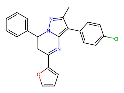 3-(4-chlorophenyl)-5-(furan-2-yl)-2-methyl-7-phenyl-6,7-dihydropyrazolo[1,5-a]pyrimidine structure