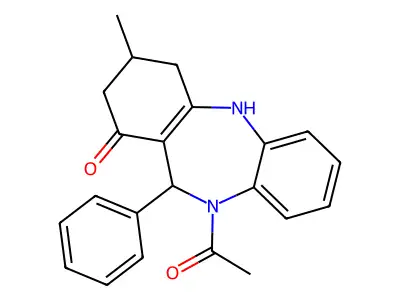 10-acetyl-3-methyl-11-phenyl-2,3,4,5,10,11-hexahydro-1H-dibenzo[b,e][1,4]diazepin-1-one structure