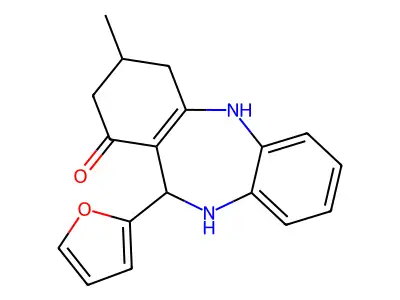 11-(2-furyl)-3-methyl-2,3,4,5,10,11-hexahydro-1H-dibenzo[b,e][1,4]diazepin-1-one structure