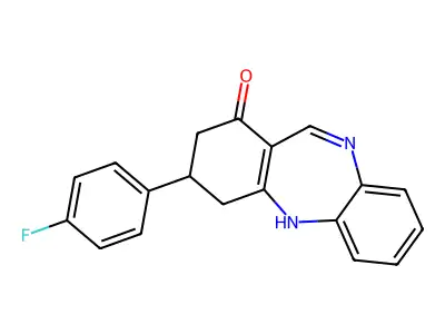 3-(4-fluorophenyl)-2,3,4,5-tetrahydro-1H-dibenzo[b,e][1,4]diazepin-1-one structure