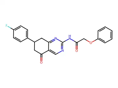 N-[7-(4-fluorophenyl)-5-oxo-5,6,7,8-tetrahydroquinazolin-2-yl]-2-phenoxyacetamide structure