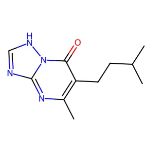 5-methyl-6-(3-methylbutyl)[1,2,4]triazolo[1,5-a]pyrimidin-7(4H)-one structure