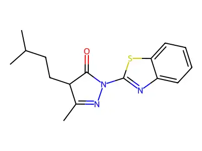 2-(1,3-benzothiazol-2-yl)-5-methyl-4-(3-methylbutyl)-4H-pyrazol-3-one structure