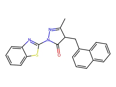 1-Benzothiazol-2-yl-3-methyl-4-(naphthylmethyl)-2-pyrazolin-5-one structure