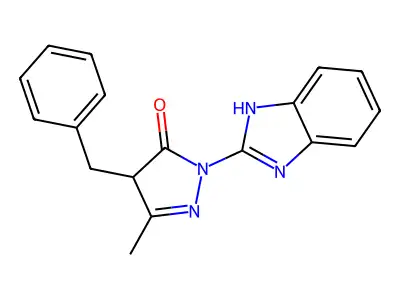 2-(1H-benzimidazol-2-yl)-5-methyl-4-(phenylmethyl)-4H-pyrazol-3-one structure