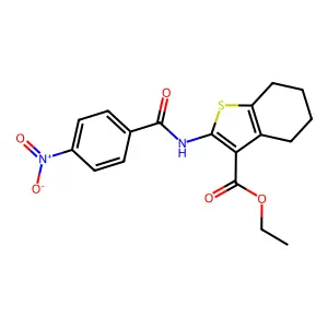 Ethyl 2-(4-nitrobenzamido)-4,5,6,7-tetrahydrobenzo[b]thiophene-3-carboxylate structure