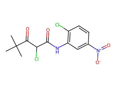 2-chloro-N-(2-chloro-5-nitrophenyl)-4,4-dimethyl-3-oxopentanamide structure