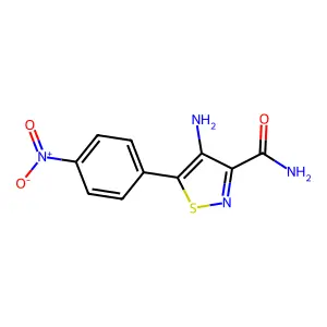 4-Amino-5-(4-nitrophenyl)-1,2-thiazole-3-carboxamide structure