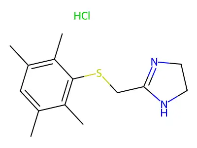 2-(2,3,5,6-Tetramethylphenylthio)methylimidazoline hydrochloride structure