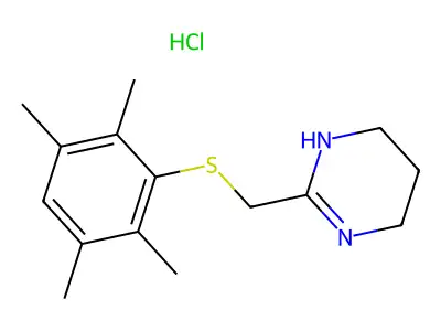 Pyrimidine, 1,4,5,6-tetrahydro-2-(((2,3,5,6-tetramethylphenyl)thio)methyl)-, monohydrochloride structure